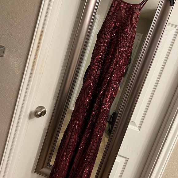 Maroon Sequin halter top formal dress! - Picture 3 of 6